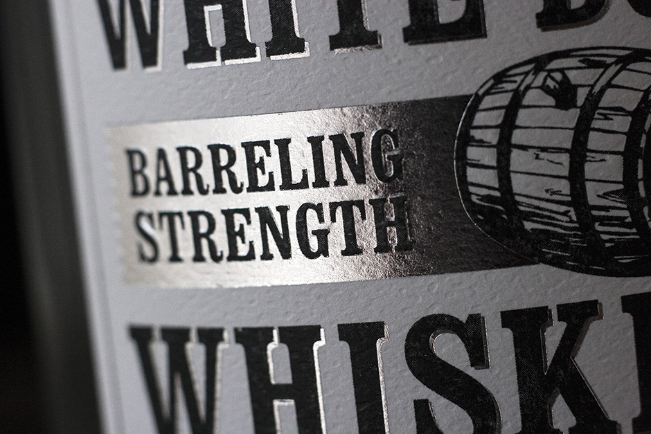 white whiskey label